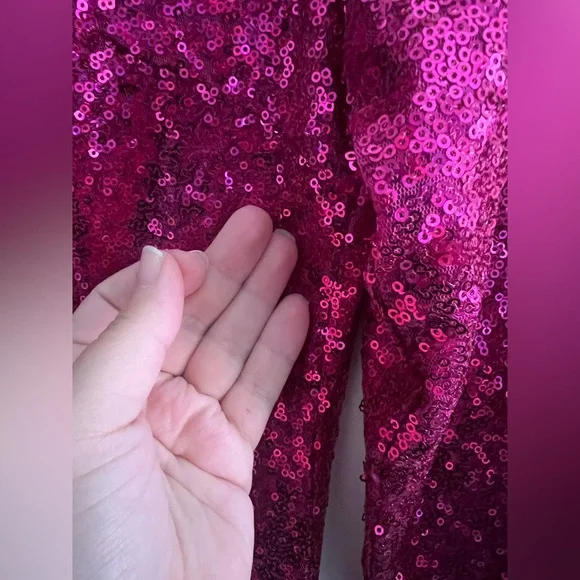 Lulus Hot Pink Sequin Bodycon Midi Dress – Women’s Party / Holiday Dress - Picture 3 of 9